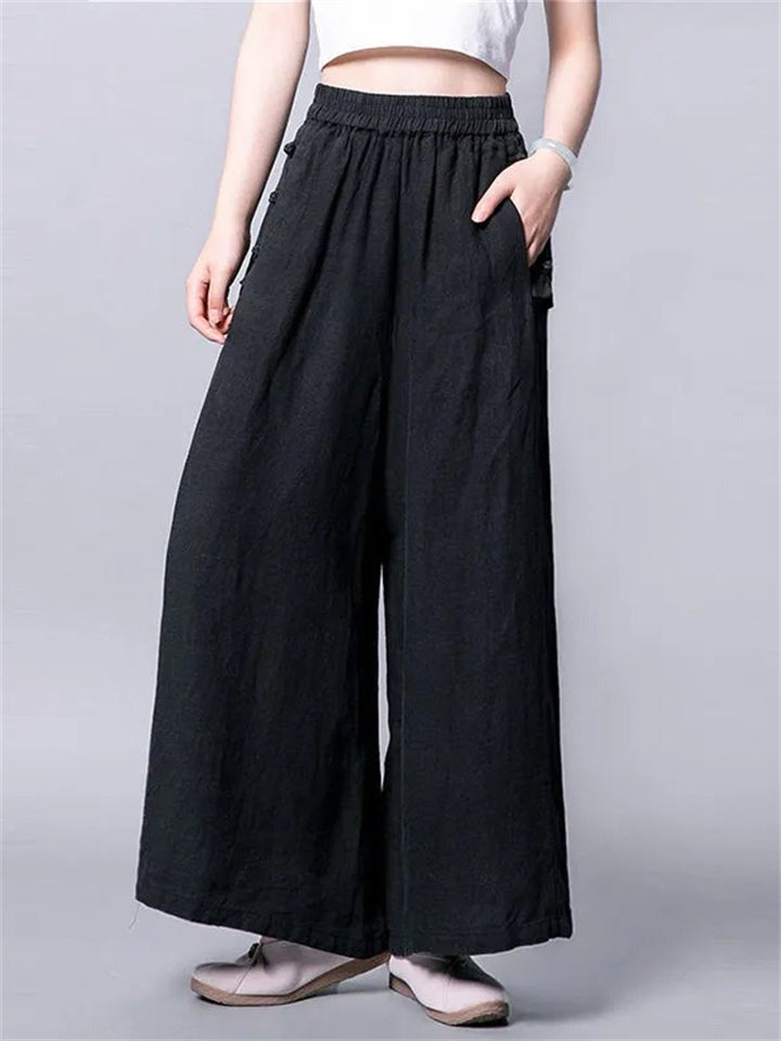 Noelle High Waisted Wide Leg Linen Palazzo Pants