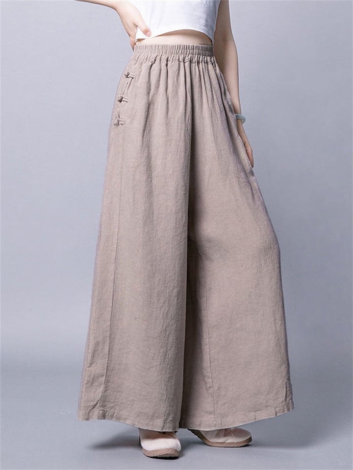 Noelle High Waisted Wide Leg Linen Palazzo Pants