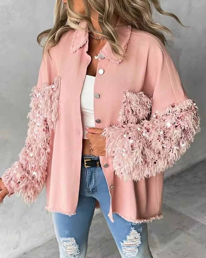 Everly I Sequin Fuzzy Jacket