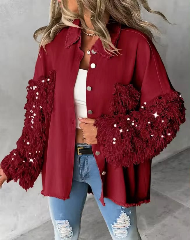 Everly I Sequin Fuzzy Jacket