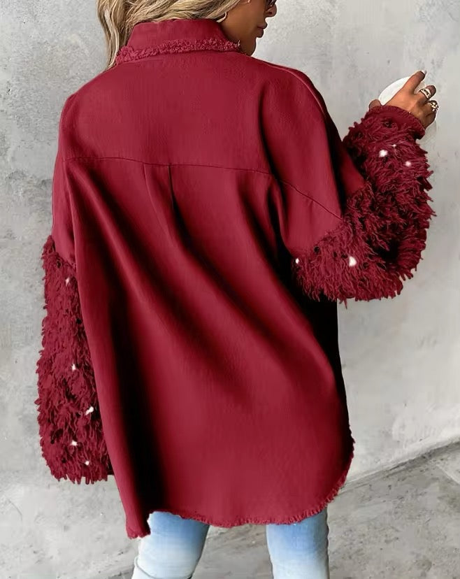 Everly I Sequin Fuzzy Jacket