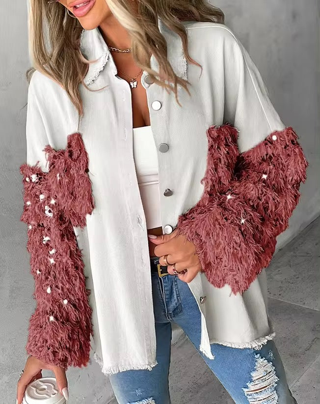 Everly I Sequin Fuzzy Jacket