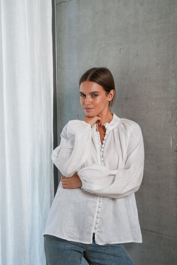 Adalyn | White Linen Blouse