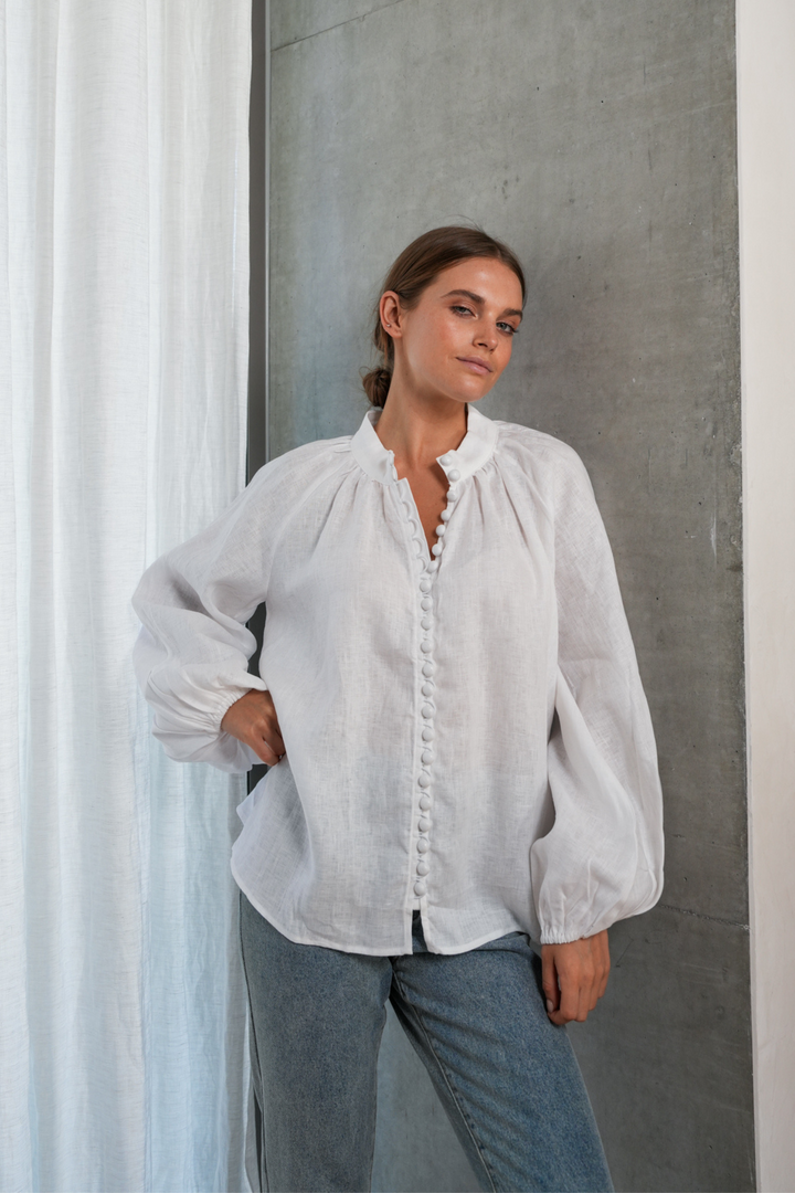 Adalyn | White Linen Blouse