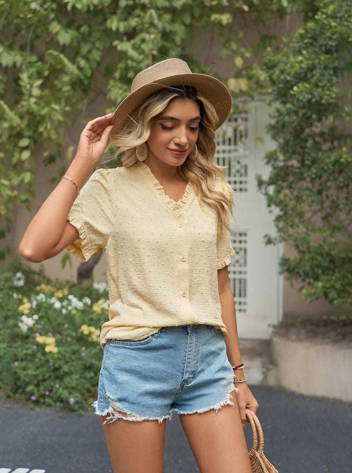 Vianne | Casual Chiffon V-Neck Shirt