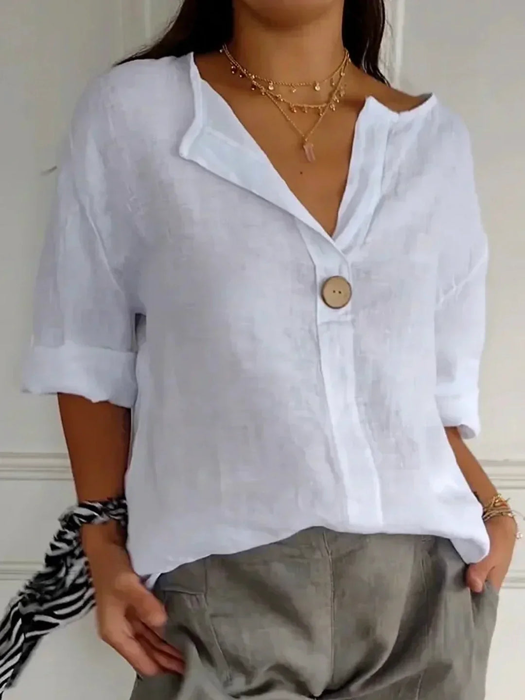 Nadine | Cotton V-neck Blouse