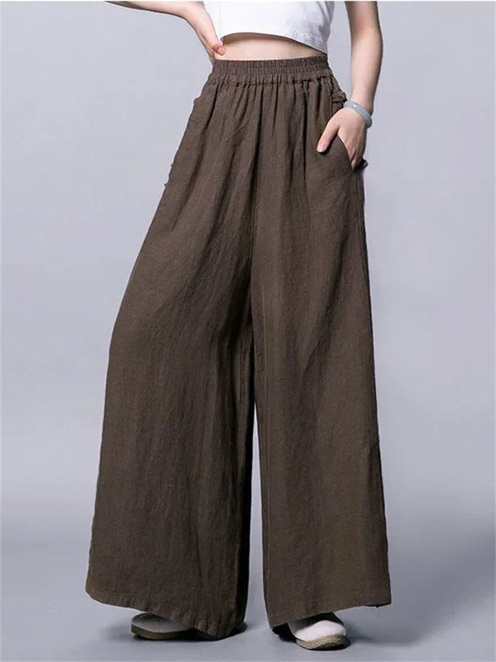 Noelle High Waisted Wide Leg Linen Palazzo Pants