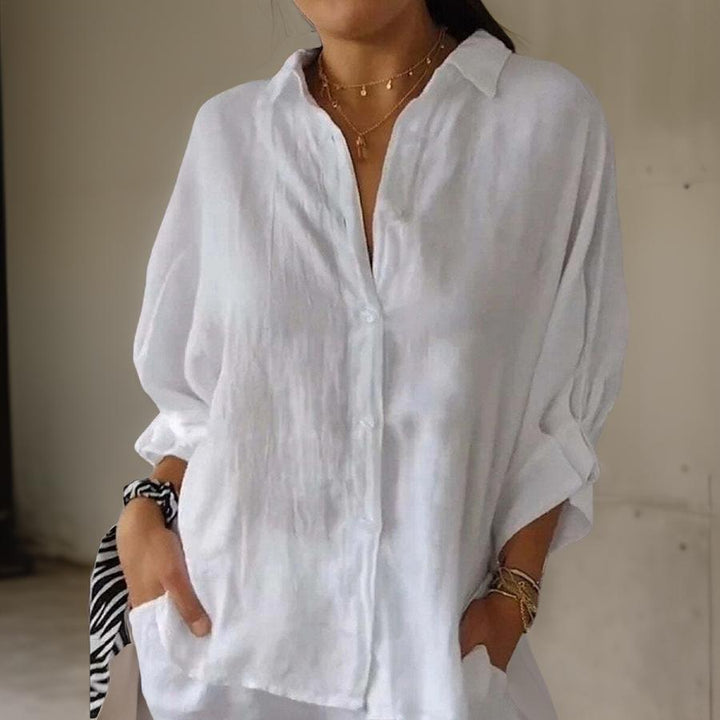 Maribel | Elegant linen polo blouse