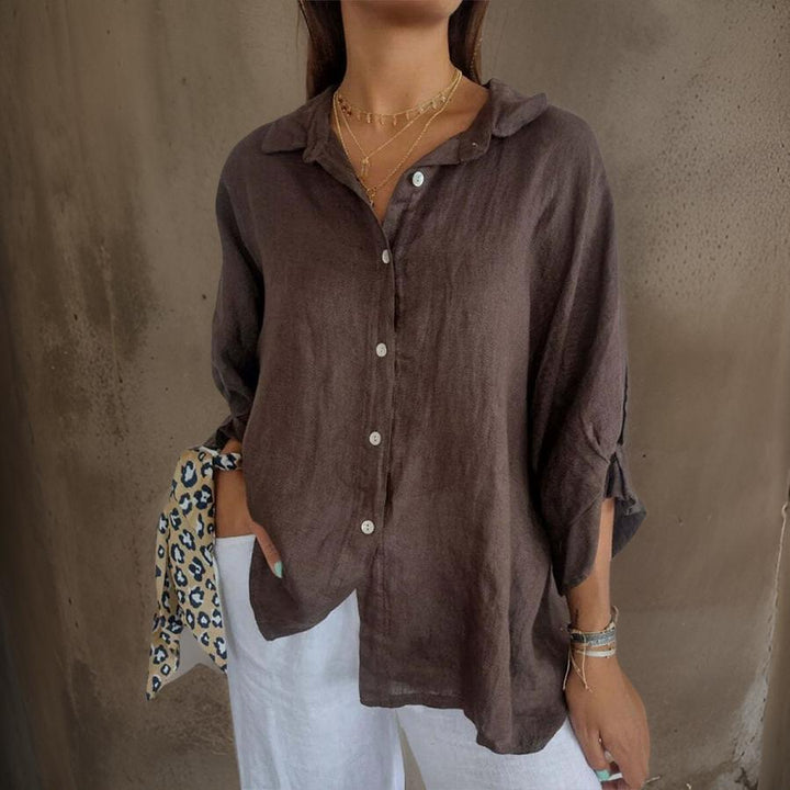 Maribel | Elegant linen polo blouse