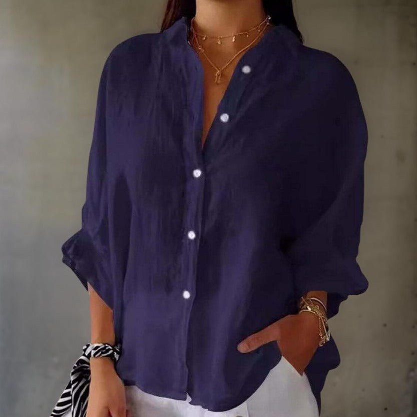 Maribel | Elegant linen polo blouse