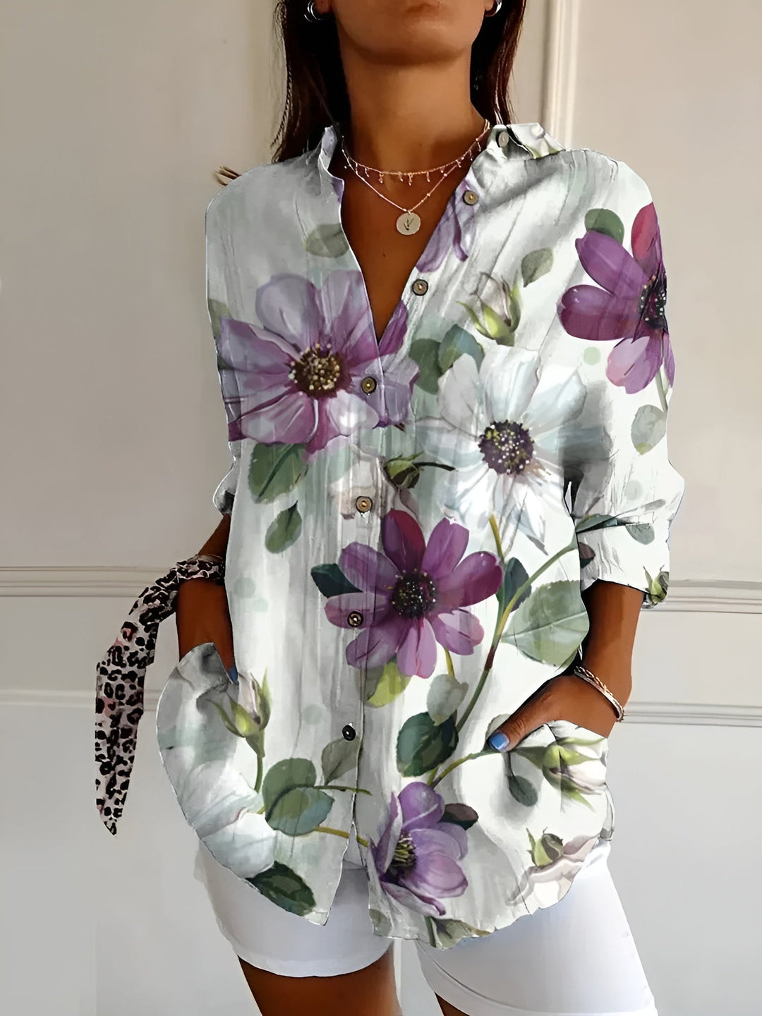 Merilynn | Floral Wave Cotton Blouse