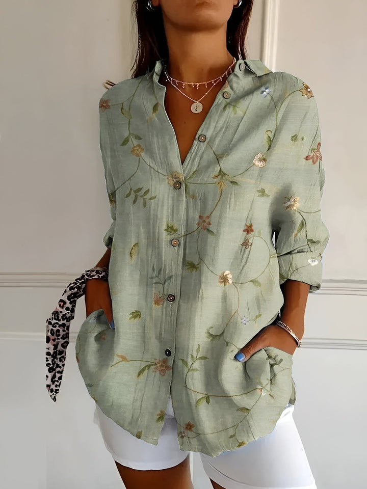 Merilynn | Floral Wave Cotton Blouse